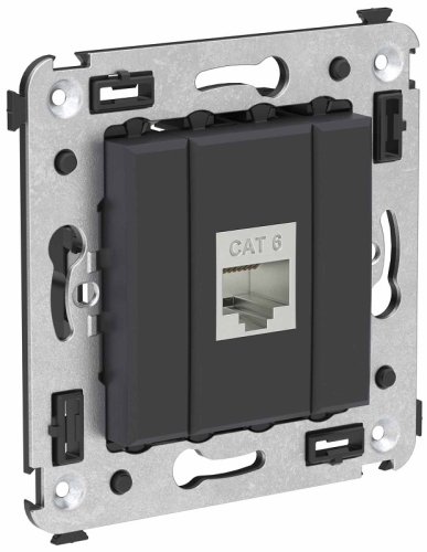 Розетка компьютерная экранированная без рамки DKC Avanti 1-м. RJ45 6е черный матовый картинка